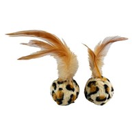 Kattleksak Leopardmus med fjädrar 2-pack